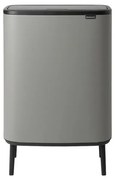 Кош за боклук Brabantia Bo Touch Hi 1001266, 2x30 л, Плътно прилепване към стена, Реглаж на краката, Минерално покритие, Сив