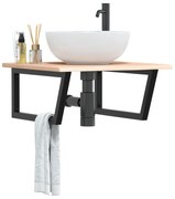 3302631 vidaXL Стенен рафт за мивка, стомана и масивно дърво дъб