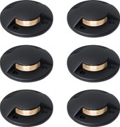 Комплект от 6 модерни наземни прожектора черни GU10 50mm 2-светлинен ефект IP65 - Cellar