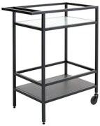 Стъклена маса за сервиране на колела 42x70 cm Bronco - Unique Furniture