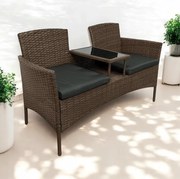 Градински ратанов комплект NM-03 - светлокафяв + сиви възглавници