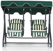 Градински двоен люлеещ се стол Daisy 2, цвят Бял Зелен Черен