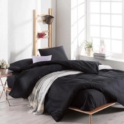 Спален комплект EnLora Home 162ELR1406, 65% памук, 35% полиестер, 4 части, Завивка 200х220 см, Чаршаф 220х240 см, Калъфки 50х70 см, Черен