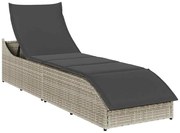 4104225 vidaXL Сгъваем шезлонг с възглавница и място за съхранение Светло сив