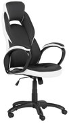 Геймърски стол Carmen 7511, До 130 кг, Еко кожа, Регулиране на люлеенето, Полипропиленови колелца, Черен/бял