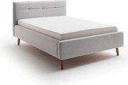 Светлосиво двойно легло 140x200 cm тапицирано с място за съхранение с включена подматрачна рамка Lotte – Meise Möbel