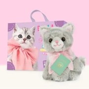 Studio Pets - Плюшено коте с панделка, Бела с куфарче, паспорт и стикери