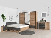 Легло Калиопа за матрак 160/200 см сиво с дъб