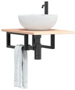 3302537 vidaXL Стенен рафт за мивка, стомана и масивно дърво дъб