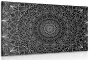 Картина на платно – Детайлна декоративна Мандала в черно-бяло изпълнение