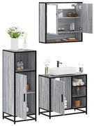 3300998 vidaXL Комплект мебели за баня от 3 части сив сонома инженерно дърво
