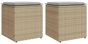 4104042 vidaXL Градински табуретки с възглавници 2 бр. бежови 40x40x43 cm