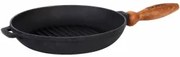Чугунен грил тиган с дървена дръжка кръгъл ф24xh4см (T308) - Maysternya