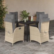 3213266 vidaXL Градински комплект с възглавници, 5 части, бежов полиратан