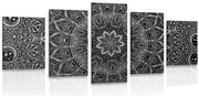 картини от 5 части – Ориенталска Мандала в черно-бяло