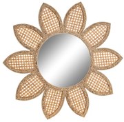 Стенно огледало DKD Home Decor Кристал Естествен Кафяв Тропически 60 x 2 x 60 cm Слънце