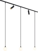 Модерна релсова система черна с 2 прожектора и 3 висящи лампи 1-фазна - Slimline Uzzy Eira