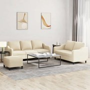3201844 vidaXL Комплект дивани от 3 части с възглавници, кремав, плат