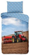 Синьо единично фланелено детско спално бельо 140x200 cm Tractor – Good Morning