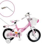 Детски велосипед с помощни колела, водеща щанга, кошница и звънец 12 – за деца на възраст от 2,5 до 4 години