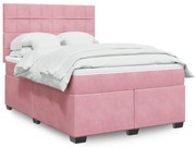 3293211 vidaXL Боксспринг легло с матрак, розова, 140x190 см, кадифе