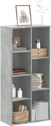 852792 vidaXL Библиотека, бетонно сива, 50x25x105 см, инженерно дърво