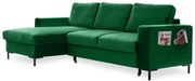 Зелен кадифен ъглов разтегателен диван, ляв ъгъл Lofty Lilly - Miuform