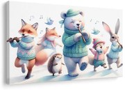 Картина на платно – Музикален парад на животни в зимен пейзаж