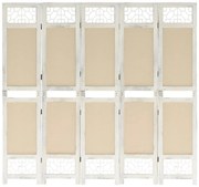 338560 vidaXL Параван за стая, 5 панела, кремав, 175x165 cм, текстил