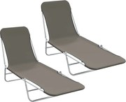 44302 vidaXL Сгъваеми шезлонги, 2 бр, стомана и текстил, сиви