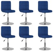 3087462 vidaXL Въртящи се трапезни столове, 6 бр, сини, текстил