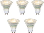 Комплект от 5 GU10 50mm LED крушки прозрачни 2.5W 450 lm 2700K