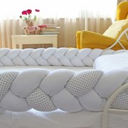 BLOSSOM Плетен обиколник 330 см БЯЛ/ТЪМНО СИНИ ТОЧКИ