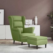 3115934 vidaXL Фотьойл Wingback с табуретка, светлозелено, кадифе