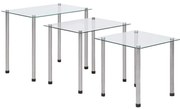 249528 vidaXL Стифиращи маси, 3 бр, прозрачни, закалено стъкло