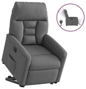 3303053 vidaXL Електрически изправящ реклайнер стол, тъмносив, текстил