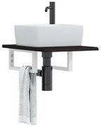 3302576 vidaXL Стенен рафт за мивка, стомана и масивно дърво дъб