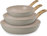 Комплект 3бр тигани Royalty Line RL-FM3, 20/24/28 см, Мраморно покритие, Индукция, Крем