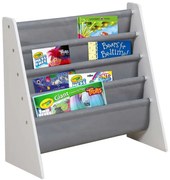 Детска Етажерка за Книги и Играчки, Органайзер, Секция, Библиотека за Детска Стая - WHITE/GREY