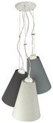 Пендел ПИЗА, бял, абажури Шинц Бял + Котън Светлосив + Тъмносив, 3xE27