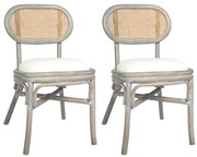 325479 vidaXL Трапезни столове, 2 бр, сиви, тапицерия от лен