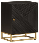 372024 vidaXL Нощно шкафче, черно, 40x30x50 см, мангово дърво масив и желязо