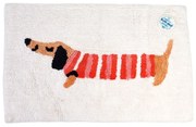 Червено-бяла постелка за баня 83x52,5 cm Sausage Dog - Rex London