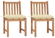 3062933 vidaXL Градински столове, 2 бр, с възглавници, тиково дърво масив