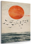 Картина на платно – Japandi луна над морето