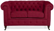 Диван Chesterfield в цвят бургунди, двуместен 150х86х80 см