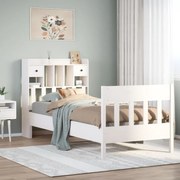 3323270 vidaXL Рамка за легло без матрак, бял, 90x200 см, бор масив