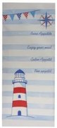 Хартиен джоб за прибори със салфетка с декор "Морски фар" 11x25см (BB107)-ПАКЕТ 125бр LUNI PAPER