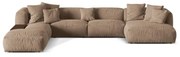 Светлокафяв кадифен модулен ъглов диван (ляв ъгъл/U форма) Martina – Micadoni