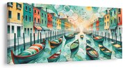 Картина на платно – Канал във Венеция, пълен с живот и цветове